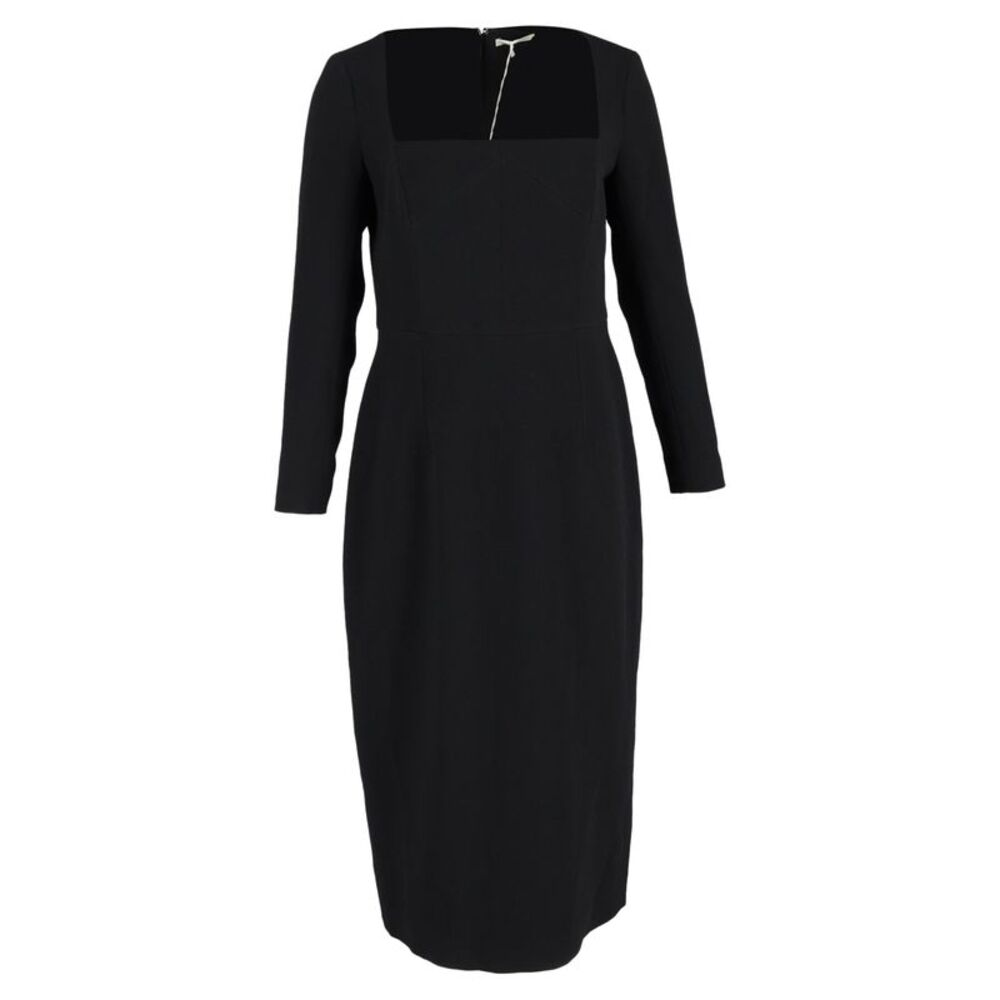 Emilia Wickstead Erletta Double  Crepe Midi Dress in Black Polyester
